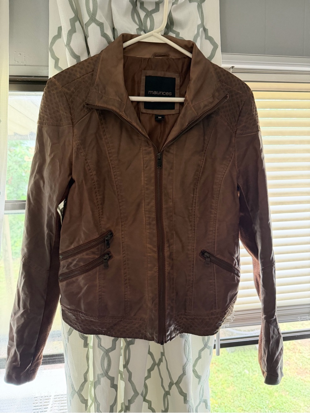 Maurices Brown Women's Casual Zip-Up Faux Leather Jacket